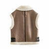 Doudoune sans manches en fausse fourrure de mouton pour femme