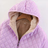 Doudoune violette courte à capuche pour femme