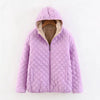 Doudoune violette courte à capuche pour femme
