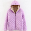 Doudoune violette courte à capuche pour femme