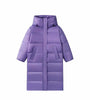 Doudoune violette longue et épaisse à capuche pour femme