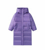Doudoune violette longue et épaisse à capuche pour femme