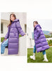 Doudoune violette longue et épaisse à capuche pour femme
