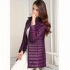 Doudoune violette mi-longue et cintrée pour femme