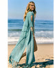 Kimono de plage pour femmes a dentelle style Boho de couleur bleu