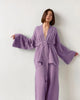 Ensemble kimono court femme en crêpe uni violet