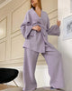 Ensemble kimono court femme en crêpe uni violet clair