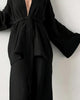 Ensemble kimono court femme en crêpe uni noir