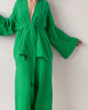 Ensemble kimono court femme en crêpe uni vert