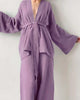 Ensemble kimono court femme en crêpe uni violet