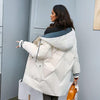 Doudoune blanche mi-longue à capuche pour femme
