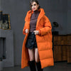 Doudoune orange longue capuche femme grandes tailles