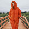Doudoune orange longue capuche femme grandes tailles