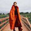 Doudoune orange longue capuche femme grandes tailles