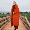 Doudoune orange longue capuche femme grandes tailles