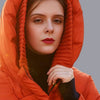Doudoune orange longue capuche femme grandes tailles