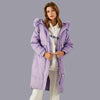 Doudoune longue à fourrure violette pour femme