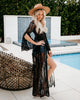 Kimono robe de plage en dentelle noire
