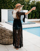 Kimono robe de plage en dentelle noire