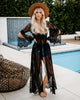 Kimono robe de plage en dentelle noire