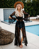 Kimono robe de plage en dentelle noire