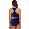 Maillot de bain une pièce bleu marine et blanc