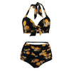 Maillots de Bain Vintage taille haute noir et citron