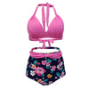 Maillots de Bain Vintage taille haute à fleurs roses