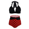 Maillots de bain vintage à taille haute bicolore rouge et noir
