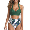 Maillots de Bain Vintage vert à taille haute