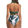 Maillots de Bain Vintage vert à taille haute
