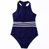 Maillot de bain une pièce bleu marine et blanc