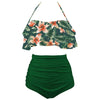 Maillots de Bain Vintage à volants et motif floral vert