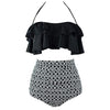 Maillots de Bain Vintage - Volant bicolore noir et blanc