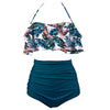 Maillots de Bain Vintage à volants et motif palmes