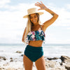 Maillots de Bain Vintage à volants et motif palmes