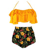 Maillots de bain vintage à volants fleuris orange