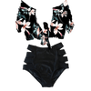 Maillots de Bain Vintage à volants floraux noirs