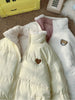 Manteau chaud réversible motifs cœur et ourson