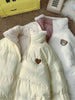 Manteau chaud réversible motifs cœur et ourson