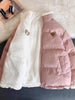 Manteau chaud réversible motifs cœur et ourson