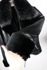Doudoune courte en cuir et fourrure pour femme