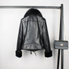 Doudoune courte en cuir et fourrure pour femme