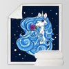 Plaid noir licorne bleue