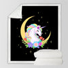 Plaid noir licorne et constellation