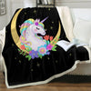 Plaid noir licorne et constellation