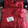 Parure de lit en satin de soie rouge