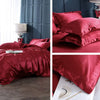 Parure de lit en satin de soie rouge