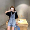 Salopette courte short ample denim femme