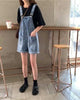 Salopette courte short ample denim femme